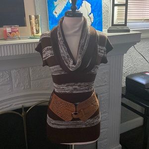 Long Sweater CowlNeck W/ Belt Size M